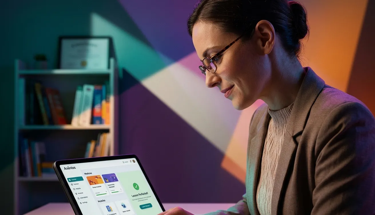 Teacher reviewing a custom Axēntos digital course